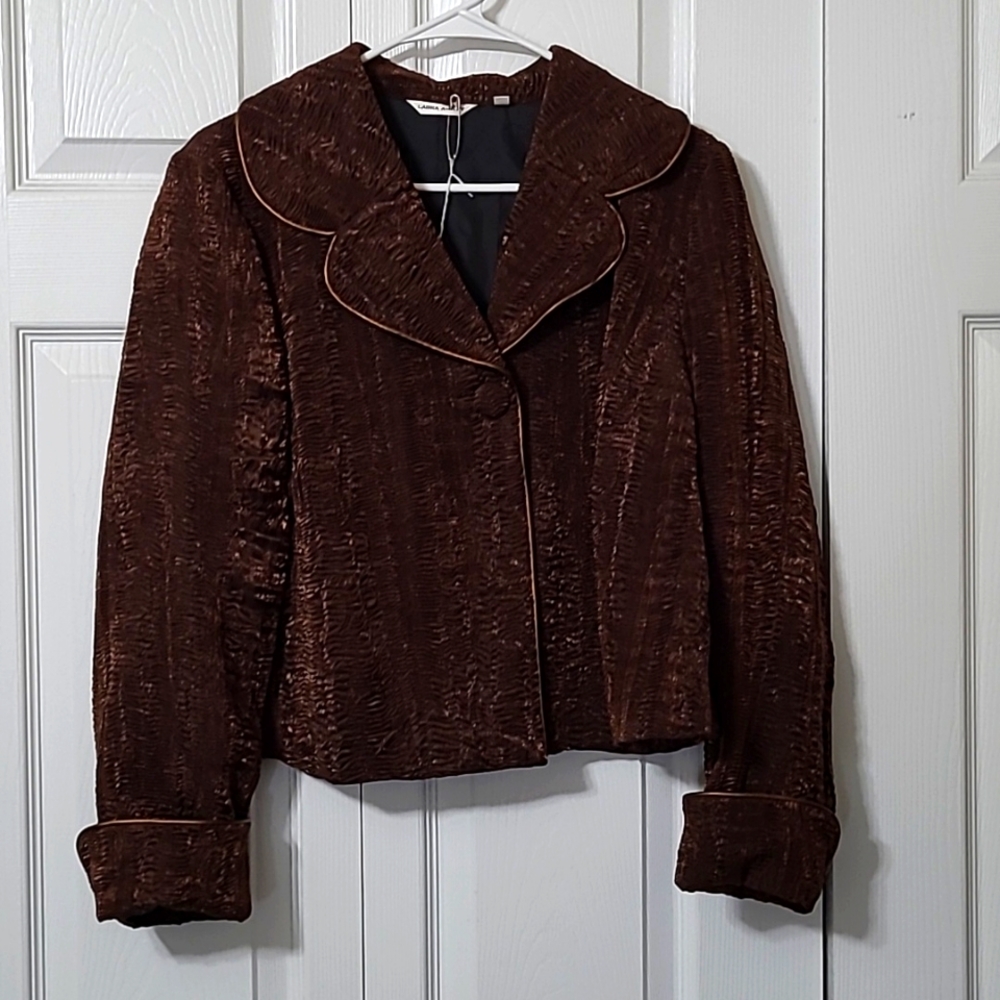 Brown Shimmery Texture Blazer Jacket, Sz. Large, Single Button Closure, Like New